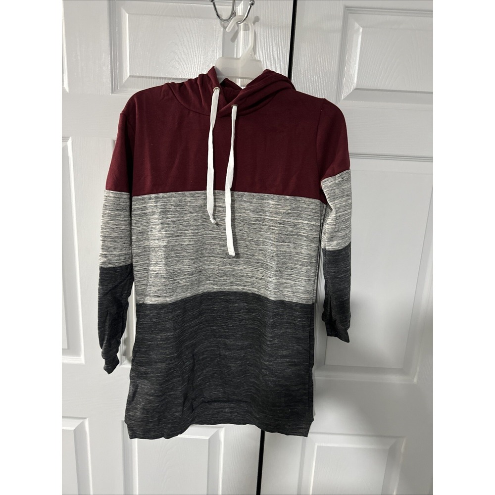 DOUBLJU Casual Long Hoodies Long Sleeve Pullover Long Sweatshirts Dress Top M